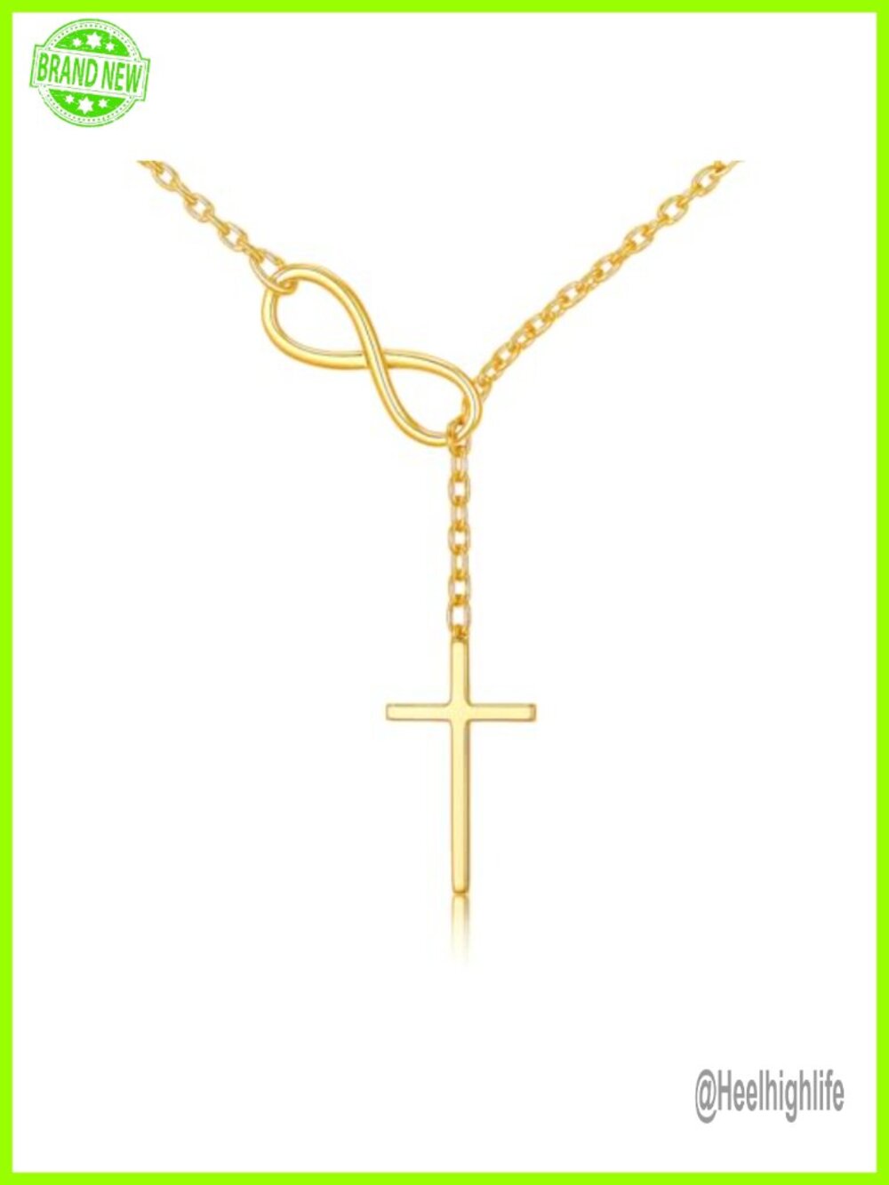 14K Gold Cross Necklace Women Infinity Dainty Crucifix Pendant Chain 18"